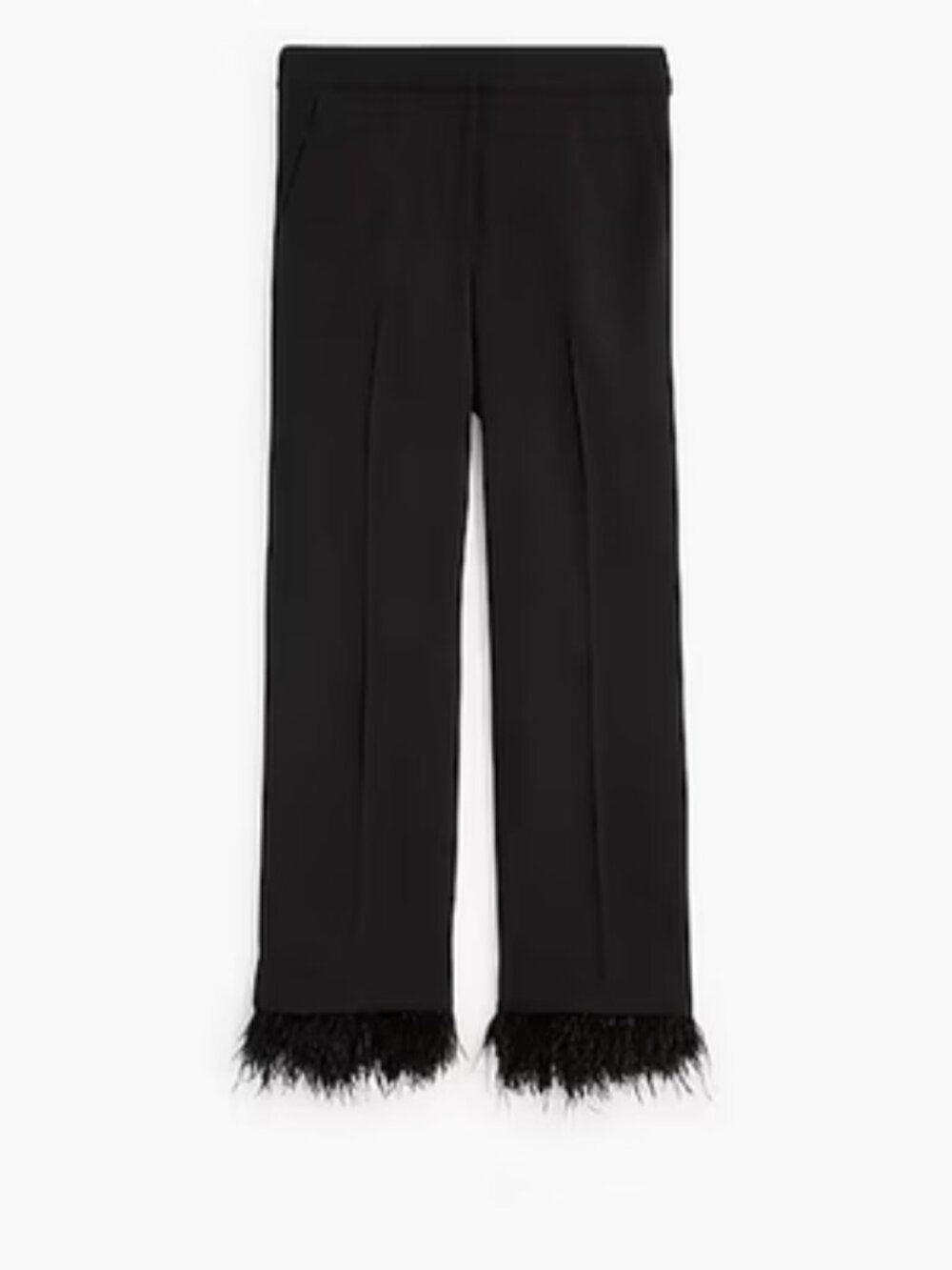 NEW Black JCREW Feather Trim Cropped Pants 6 NWT